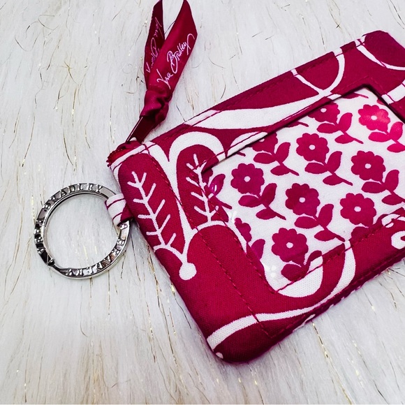 Vera Bradley Pink Paisley Floral pattern Zip small ID Wallet like new Condition - Picture 5 of 8